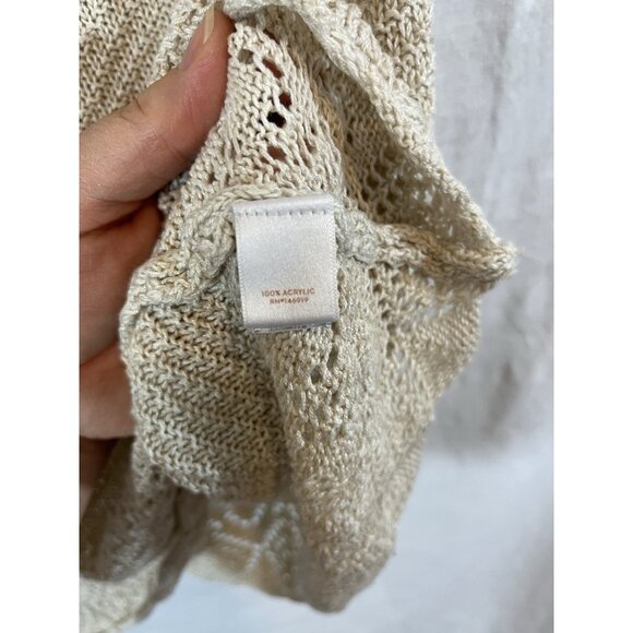 Lauren Conrad Women's XL Open Knit Cold Shoulder Cream Sweater - Picture 3 of 11